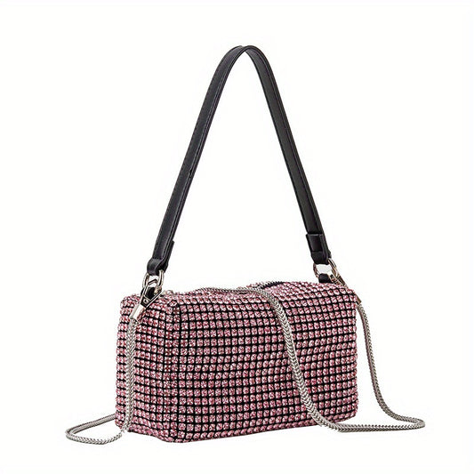 Bolso pequeño de fiesta con pedrería y cadena, bolso de hombro para la noche