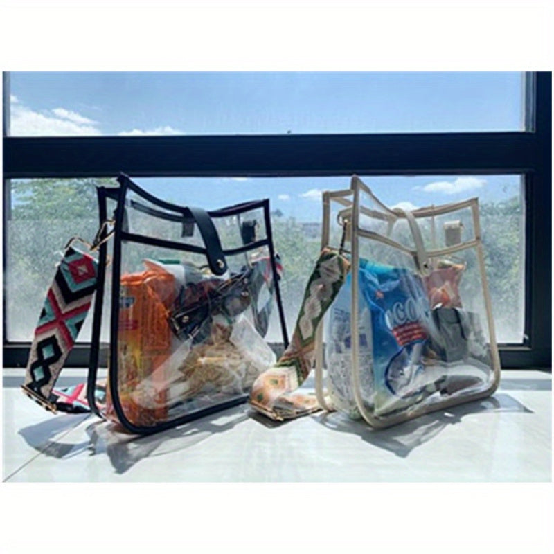 Bolso bandolera pequeño, transparente, de PVC, apto para estadios y eventos deportivos (conciertos).