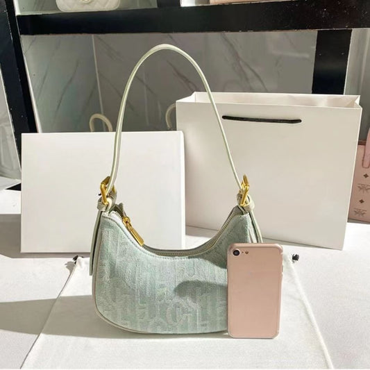 Bolso baguette retro de mezclilla para mujer, bolso de hombro para primavera y verano, bolso hobo pequeño