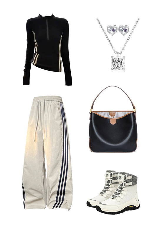 Camiseta retro de manga larga con media cremallera y corte corto para mujer