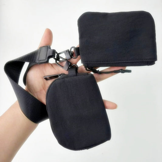 Bolsa de identificación de nailon impermeable, bolso doble portátil multifuncional pequeño, monedero con llavero, monedero de pulsera para mujer informal, bolso de pulsera informal, monedero de pulsera tipo neceser.