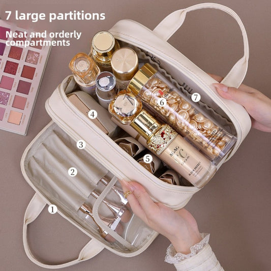 Double layer portable cosmetic bag, large capacity portable cosmetic storage bag, makeup bag organizer,Makeup bag with compartments,