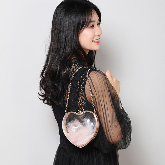 Transparent small bag heart shaped, women's summer acrylic chain shoulder bag, mini transparent crossbody bag