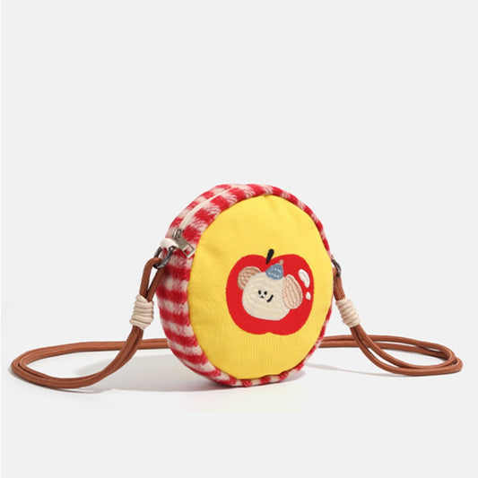 Bolso infantil, bolso bandolera de compras, mini bolso redondo para niña, bolso bandolera pequeño con bordado de dibujos animados, monedero de viaje para niña