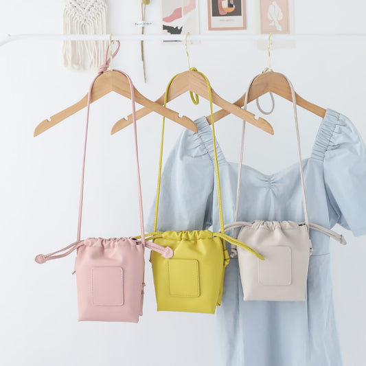Bolso pequeño para móvil, suave y bonito, de PU - Bolso bandolera plisado de moda para mujer, sencillo bolso cruzado cuadrado con cordón