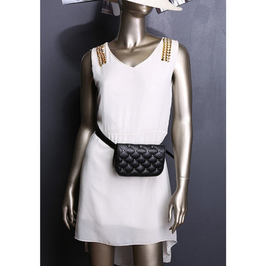 Riñonera pequeña para mujer Rivet: bolso de cintura informal y moderno para viajes, deportes, vacaciones, correr y playa; compacta, elegante y funcional.