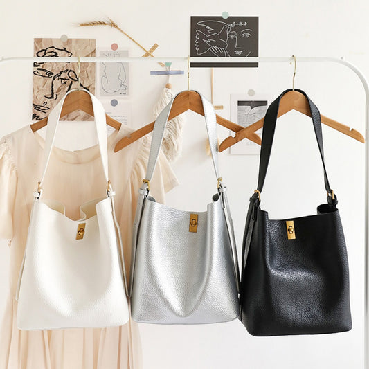 Bolso tipo cubo versátil de gran capacidad para mujer - Bolso bandolera tipo hobo de PU suave con textura retro y cierre, estilo casual 2 en 1