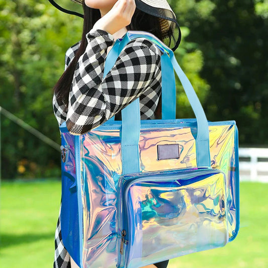 Bolso de playa translúcido PVC Symphony, bolso tote portátil para salir, bolso transparente para deportes, bolso transparente para eventos en estadios