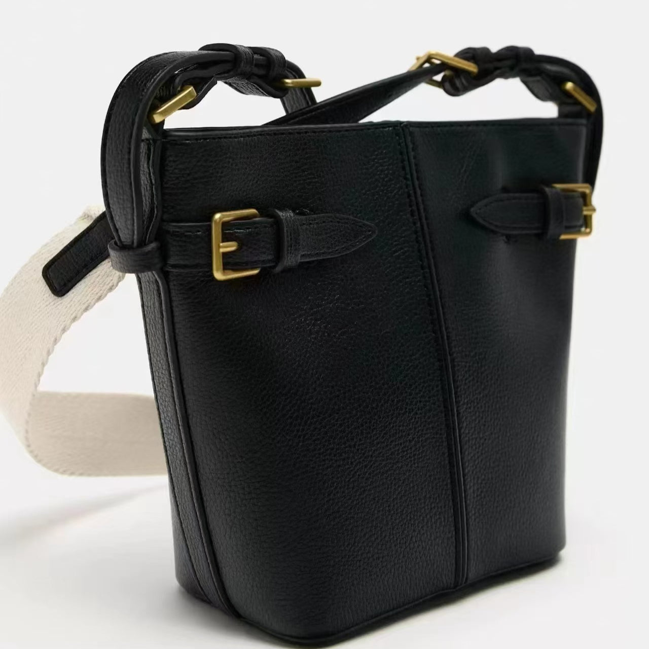 Bolso versátil para mujer con hebilla decorativa – Elegante bolso bandolera tipo cubo con lazo y bolso pequeño tipo hobo