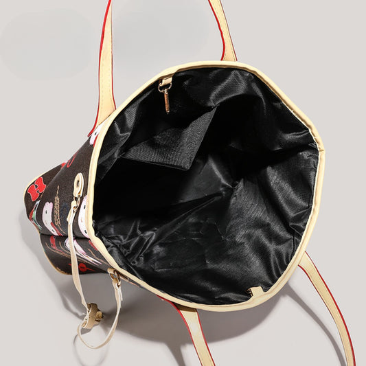 Bolso tote grande y bonito, bolso versátil con diseño de dibujos animados para mujer, bolso de mano con asa superior