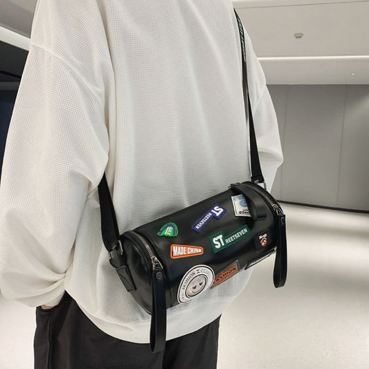 Bolso bandolera pequeño para hombre, bolso pequeño para hombre, bolso de hombro cilíndrico para hombre