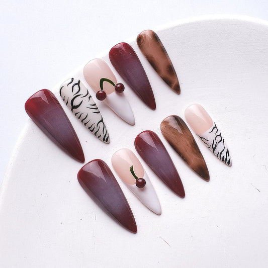 1076 Uñas postizas reutilizables hechas a mano para decoración de uñas