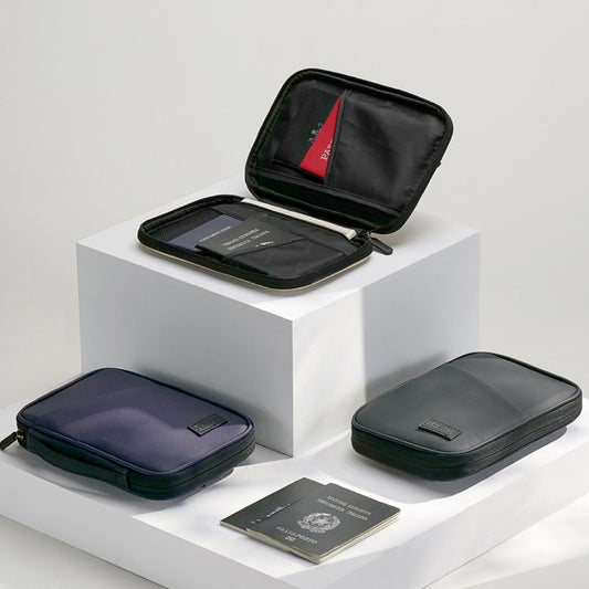 Bolsa para pasaporte de gran capacidad, bolsa multifuncional para guardar documentos, bolsa de viaje impermeable de PU, bolsa antirrobo para certificados.