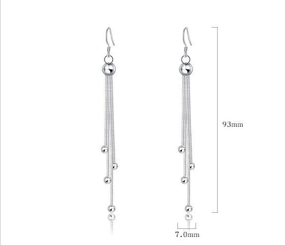 Long Beaded Fringe Earrings