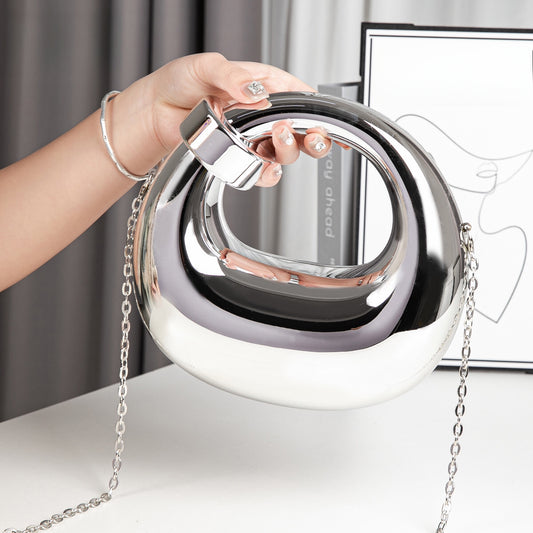 Caja dorada de acrílico, bolso de fiesta con forma de huevo de ganso, bolso de mano tipo clutch con forma de concha de nube, bolso bandolera, bolso de fiesta, bolso de graduación, bolso de fiesta, bolso clutch para graduación, bolso de boda