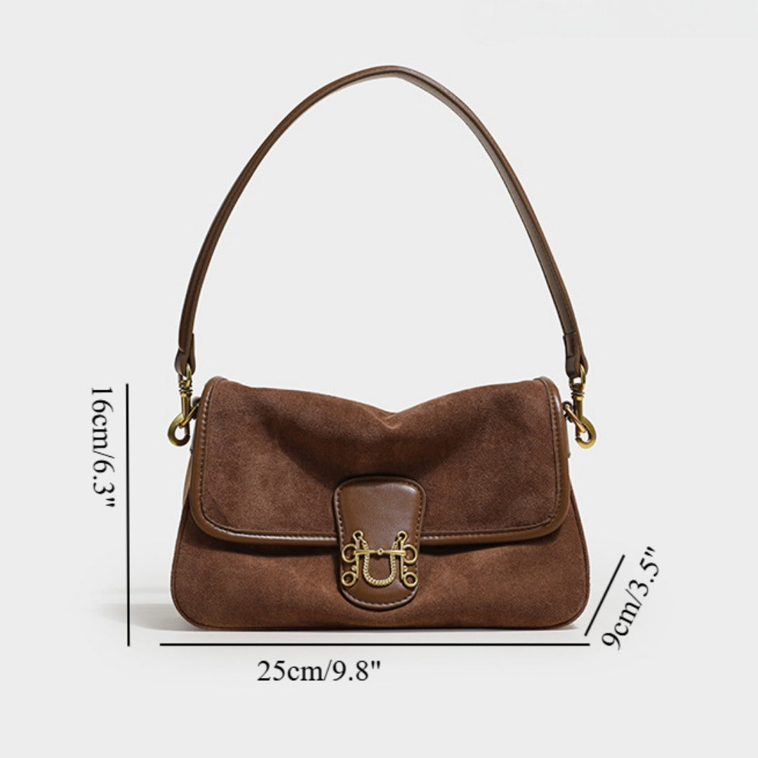 Elegante bolso bandolera de ante suave para otoño - Bolso cruzado con gran capacidad para mujeres versátiles