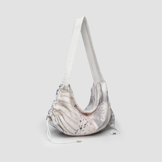 Bolso hobo para mujer, bolso de hombro de lona plisada estampada, bolso de hombro informal para mujer