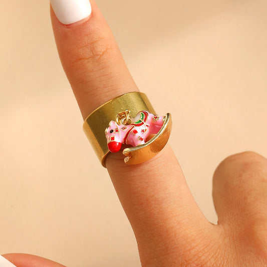 Enamel Pony Horse Brings Money Ring