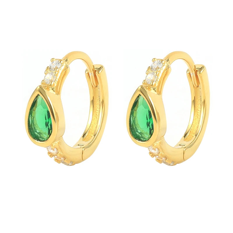 Color Zircon Earrings For Women 925 Sterling Silver Earrings Hoops Pendientes Plata Piercing Gold Jewelry