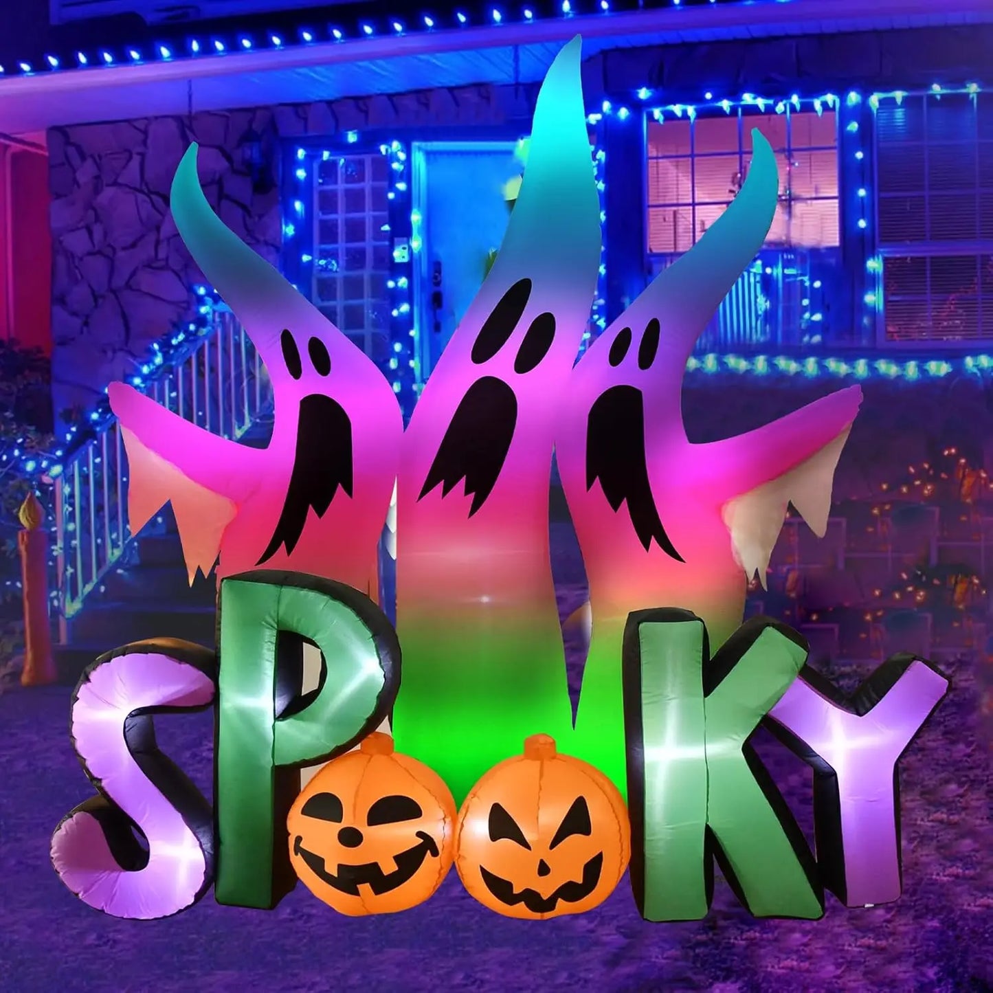Inflables de Halloween, Decoraciones para el jardín, Inflables luminosos de Halloween para exteriores, Arco inflable