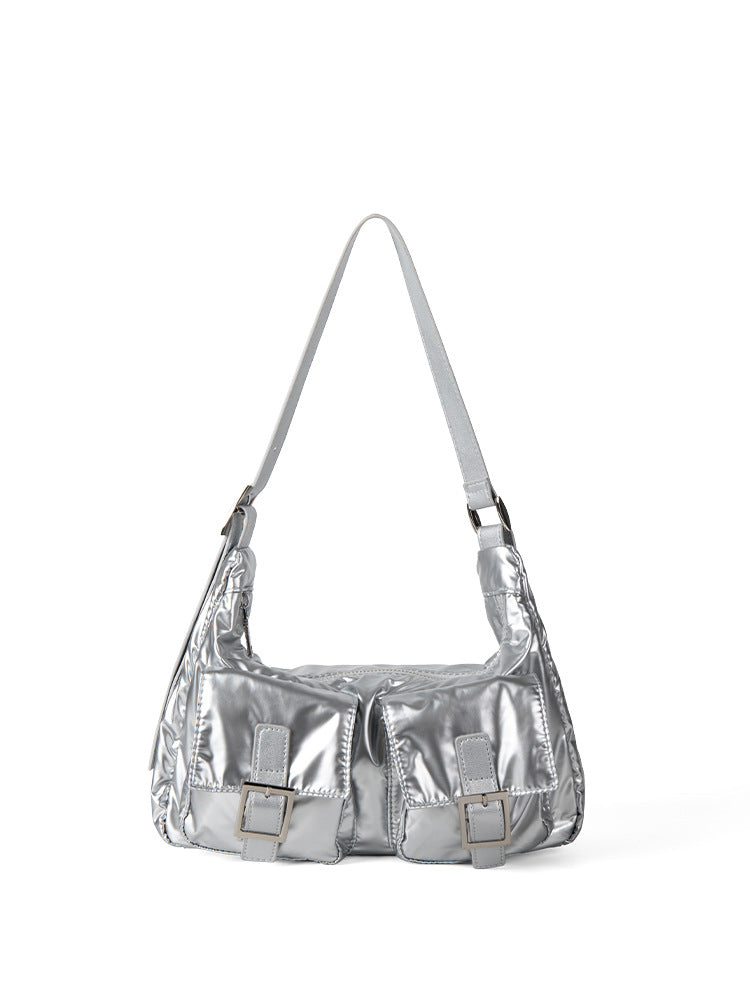 Bolso bandolera ligero de nailon con múltiples bolsillos, bolso de mano versátil para mujer, bolso hobo pequeño para mujer