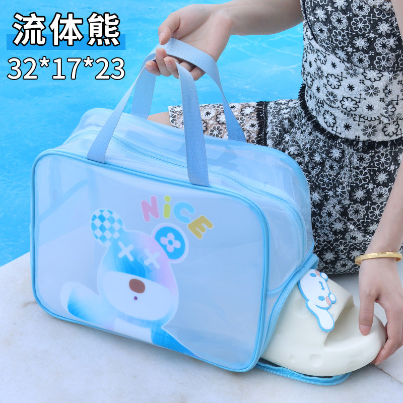 Dry & Wet Separation PVC Transparent Beach Bag – Double-Layer Portable Travel Toiletry Bag with Compartments for Makeup & Cosmetic Storage, Ideal for Organizing on-the-Go