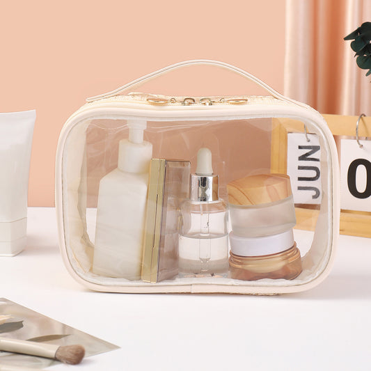Bolsas de cosméticos tejidas para mujer, bolsas de maquillaje ligeras, neceser transparente para viajes de negocios, bolsa para guardar cosméticos, bolsa de cosméticos transparente.