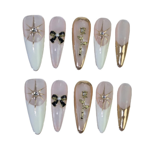 0946 - Uñas postizas hechas a mano, de presión, removibles