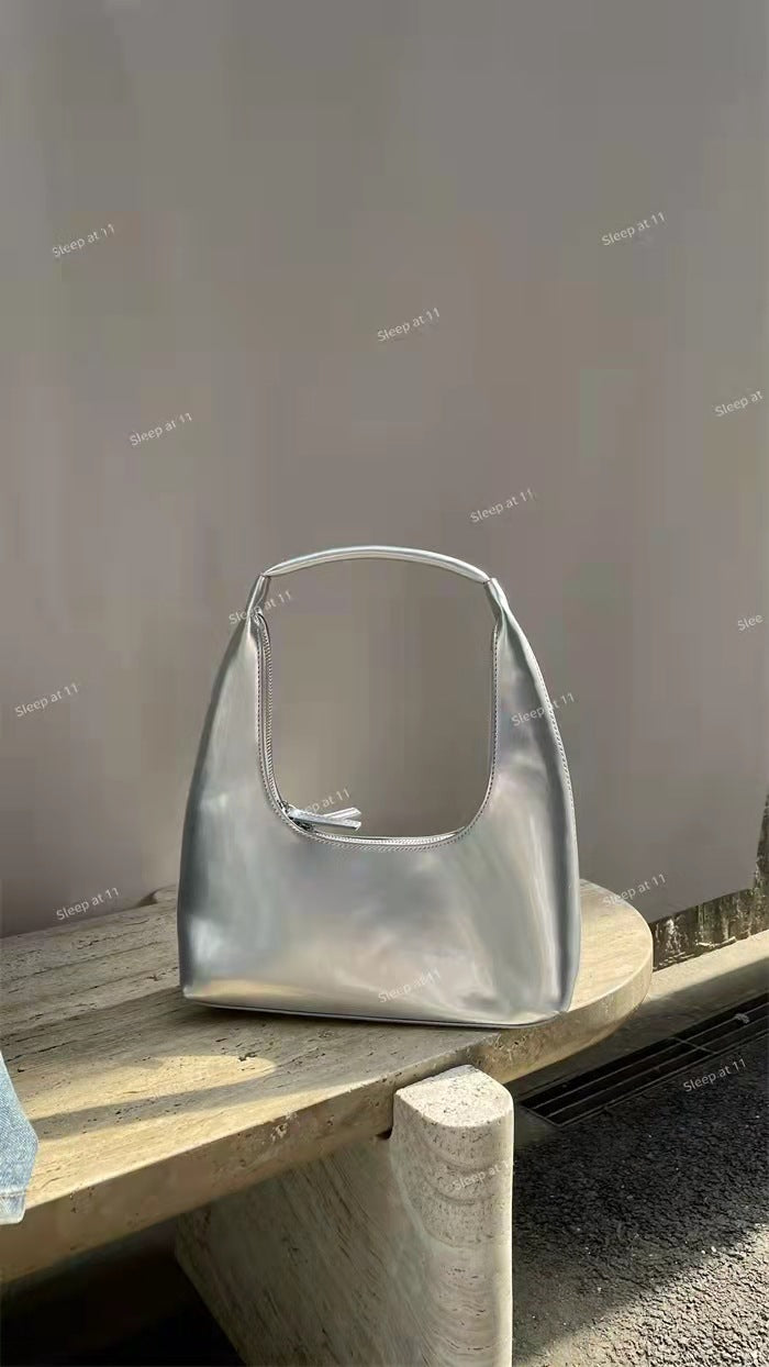 Bolso de diseño retro en forma de media luna, bolso hobo pequeño, bolso de hombro retro lacado, bolso hobo para mujer