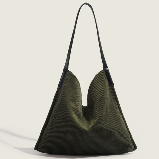 Bolso hobo de pana de gran capacidad, bolso tote para mujer, bolso de hombro grande para uso diario informal.