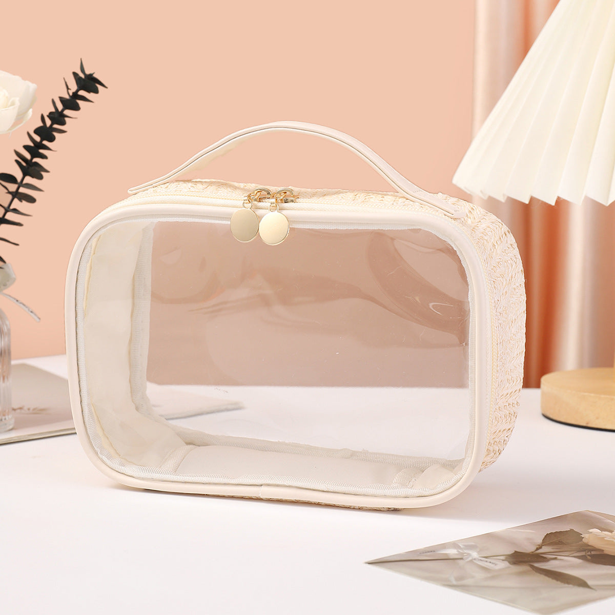 Bolsas de cosméticos tejidas para mujer, bolsas de maquillaje ligeras, neceser transparente para viajes de negocios, bolsa para guardar cosméticos, bolsa de cosméticos transparente.