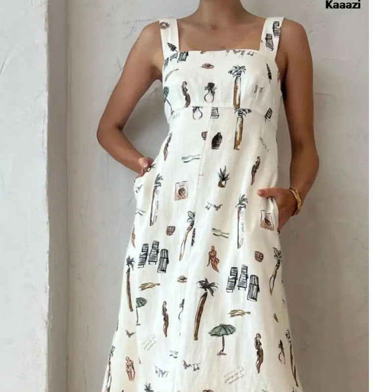 Women's French Elegant Retro Style Dopamine Wear Suspender Dress Women