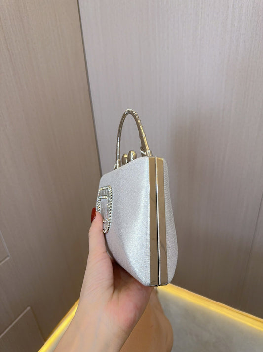 Bolso de mano dorado, bolso de mano plateado, bolso de noche para mujer, bolso para fiesta o cena