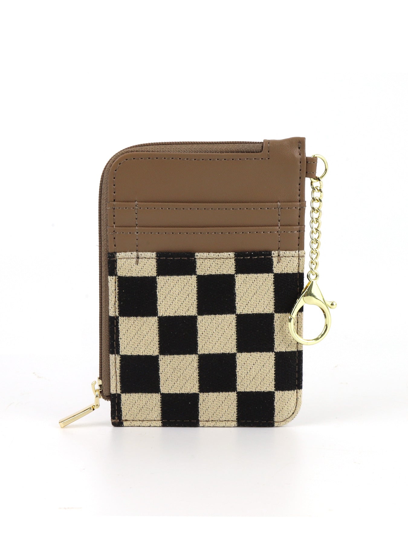 Cartera tarjetero retro a cuadros, monedero con múltiples ranuras para tarjetas bancarias, funda sencilla de microfibra