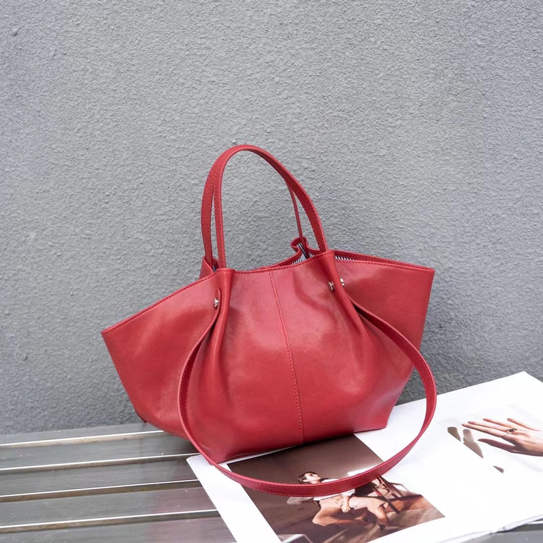 Elegante bolso tote de piel auténtica: bolso tote de piel de oveja de primera calidad para mujer, bolso de mano o bandolera versátil 2 en 1 para un look chic diario.