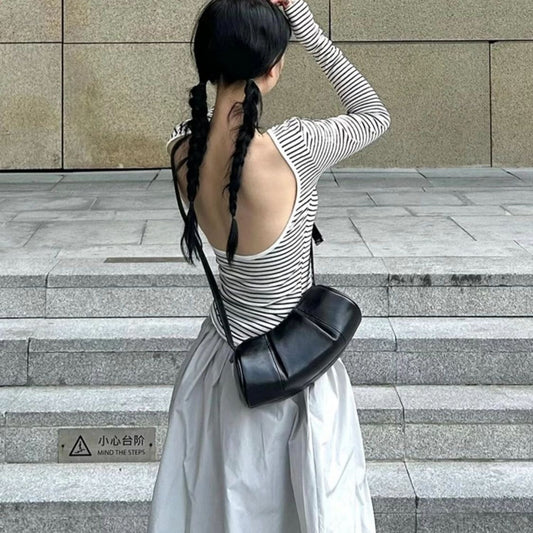 Elegante bolso cilíndrico plegable - Bolso pequeño tipo almohada con estilo y bolso cruzado informal para mujer | Diseño retro de moda