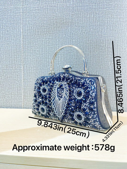 Bolso de noche con incrustaciones de diamantes, bolso bandolera de hombro para mujer, ideal para ocasiones especiales.