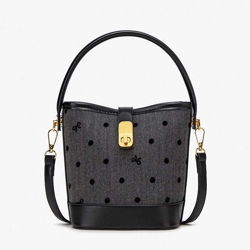Fashion casual bucket bag, simple handbag, small tote bag, versatile commuter shoulder Crossbody bag