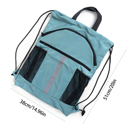 Mochila con cordón ajustable para baloncesto y fútbol, mochila con cordón ajustable con compartimento para zapatos, bolsa para equipo deportivo con bolsillo para cinturón
