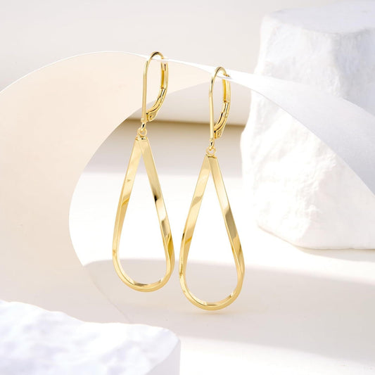 Gold Earrings for Women Hypoallergenic Leverback Drop Dangle Earrings Trendy 14K Gold Plated Twisted Spiral Teardrop Rhombus Heart Dangle Earring for Women Dainty Fashion Jewelry Gifts -dropshippingabc.com
