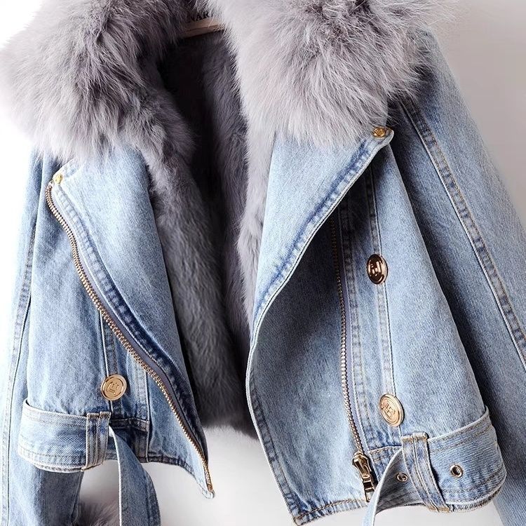 Denim Jacket with Detachable Faux Fur Liner