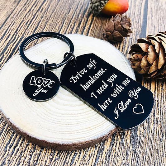 Driving Safety Keychain Boyfriend Birthday Father's Day Christmas Valentine's Day Men's Husband Gift Black -dropshippingabc.com