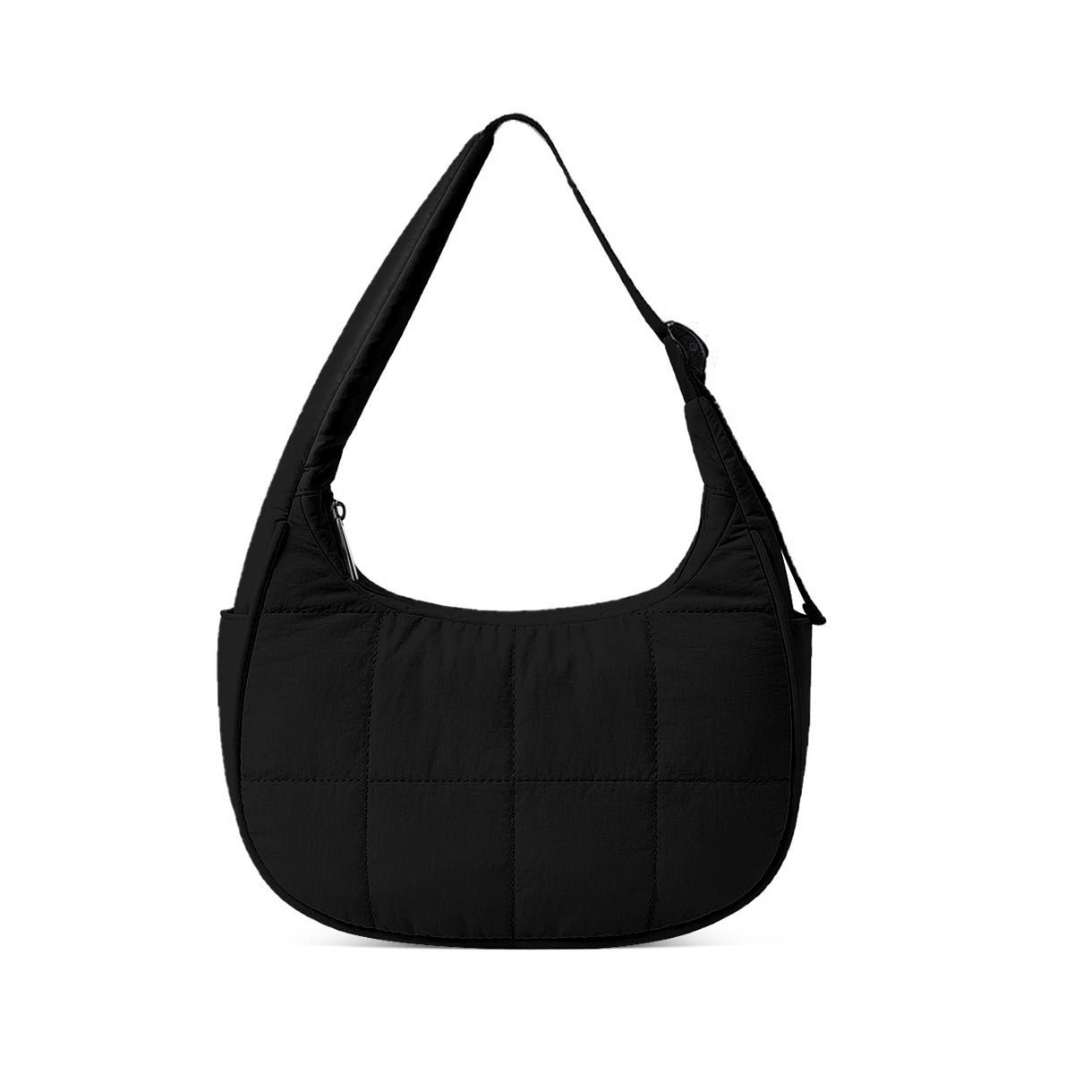 Bolso de nailon de gran capacidad para mujer, bolso de hombro versátil, bolso de seda y algodón de color liso, bolso acolchado tipo hobo