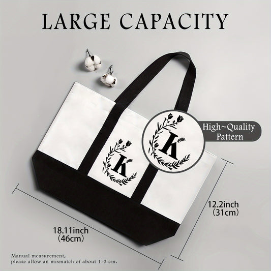 Bolso bandolera de lona, bolso tote de gran capacidad con estampado de letras, bolso de regalo portátil y ligero de moda para mujer