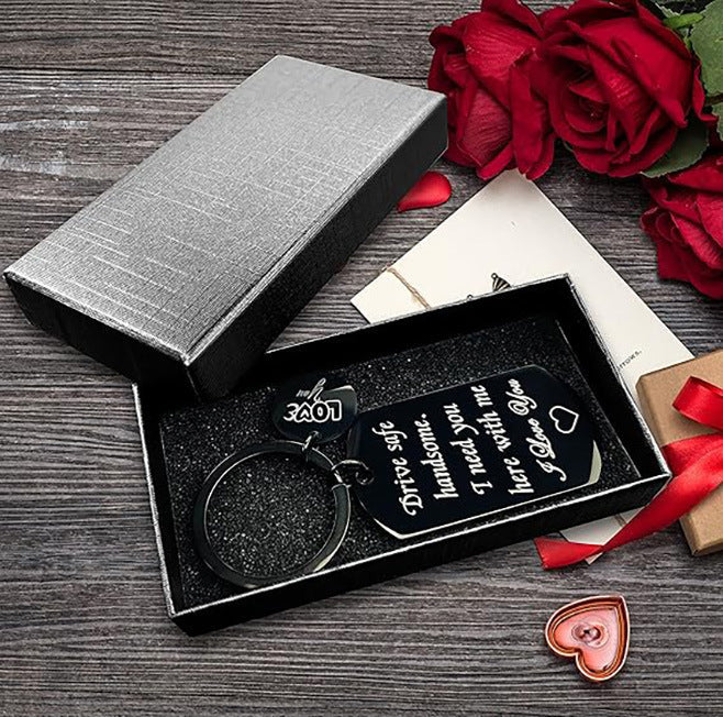 Driving Safety Keychain Boyfriend Birthday Father's Day Christmas Valentine's Day Men's Husband Gift Black -dropshippingabc.com
