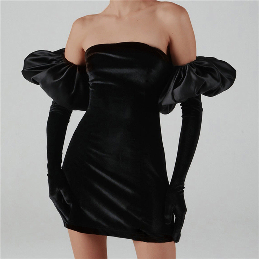 Women's Velvet Wrap Mini Dress - Sexy Backless & Off-Shoulder Party Dress -dropshippingabc.com