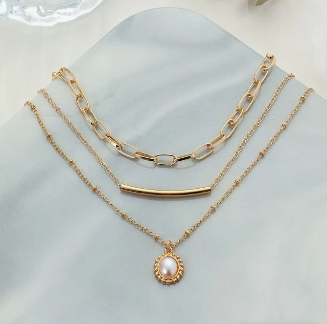 Gold Plated Layering Necklace Set for Women - 5-Piece Cuban, Snake, Paperclip, Rope & Twist Chain Collection -dropshippingabc.com