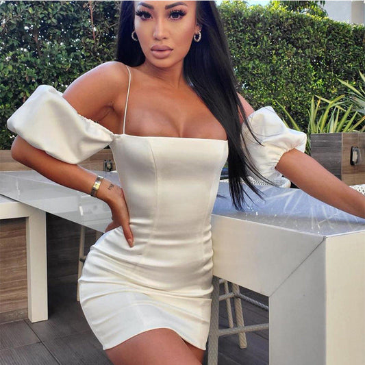 Women's Sexy Tube Sleeveless Bodycon Satin Suspender Mini Dress - Sexy Backless Wrap Cocktail Party Dress -dropshippingabc.com