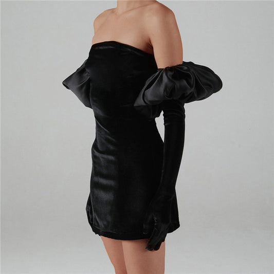 Women's Velvet Wrap Mini Dress - Sexy Backless & Off-Shoulder Party Dress -dropshippingabc.com