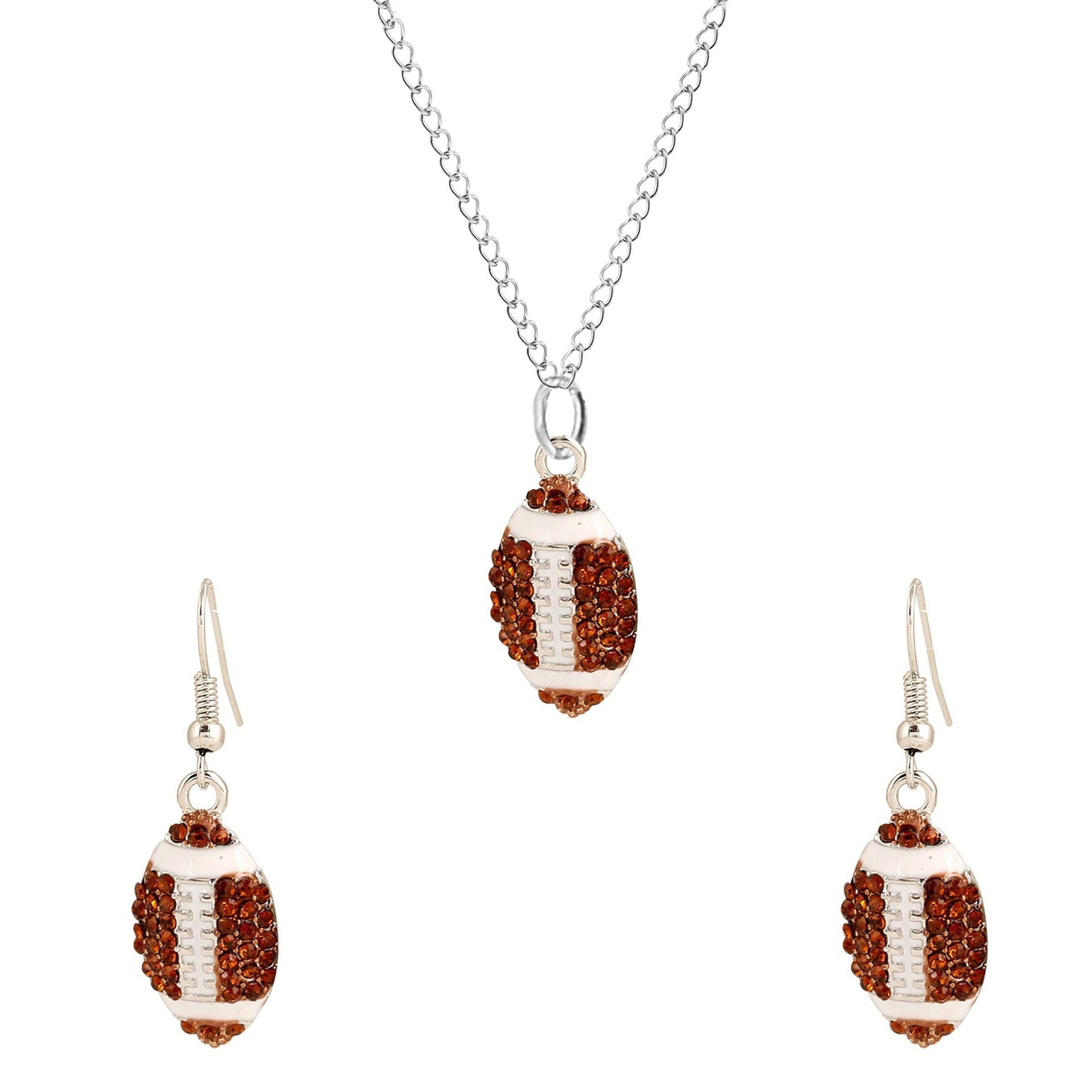 Alloy Rhinestone Football Rugby Earrings for Women Party Jewelry Dangle Drop Stud Earrings Sparkling Sports Fan Game Day Accessories -dropshippingabc.com